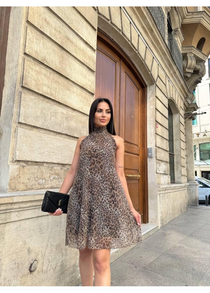 Saten Leopar Elbise